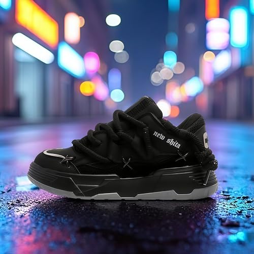 Women’s Faux Leather Fashion Platform Chunky Sneakers Lightweight Breathable Height Increasing Unisex Casual Walking Tennis Running Shoes4