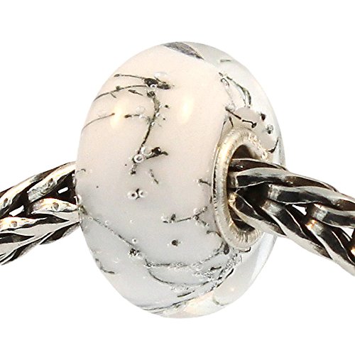 Authentic Trollbeads Glass 61303 White Steel