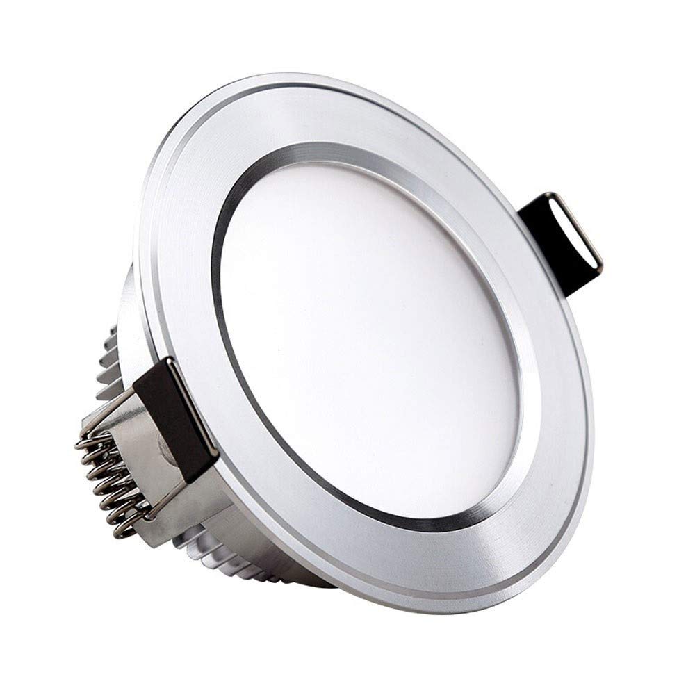 OZZKI Recessed Round Recessed COB LED Downlight Chrome Finish Super Bright Panel Ceiling Light Energy Saving 3W Cool White Flat Lighting for Stair
