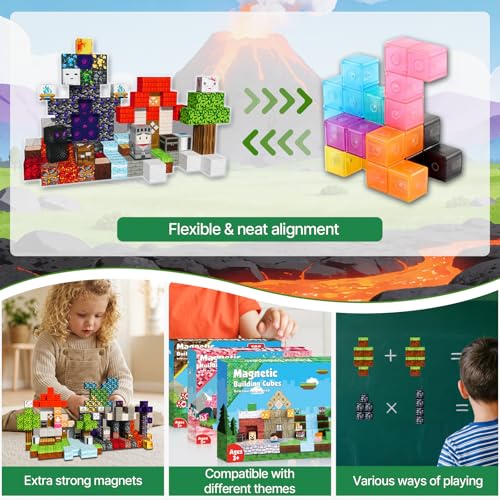 Mileonaim 200PCS Magnetic Blocks Building Toys for Kids - 0.8in Magnet Cubes Portal Theme Toddler Toys, STEM Preschool Educational Sensory Construction Set, Birthday Gifts for Boys Girls Age 3-8 — view 6