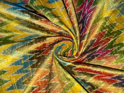 Soie Dupion Ikat pure et multicolore en 111cm pour haute couture exclusive
