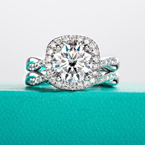 AnuClub Princess/Round Cut Moissanite Wedding Rings Sets Infinity Bridal Set D Color VVS1 925 Sterling Silver Twisted Vine Engagement Promise Anniversary Ring for Women With Certificate2