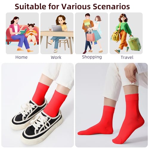Image of ATBITER Women's Thin Cotton Crew Socks - Soft Above Ankle Bootie Casual Dress Socks 6-Pairs