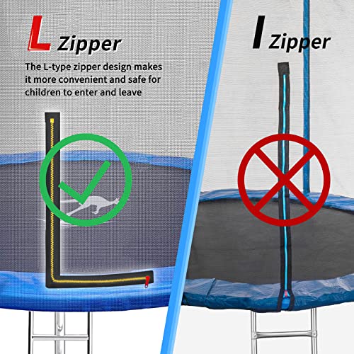 Kangaroo Hoppers 14 FT Trampoline with Safety Enclosure Net, Basketball Hoop and Ladder -2022 Upgraded Kids Basketball Hoop Trampoline -TUV & ASTM Tested (BLUE-14FT)