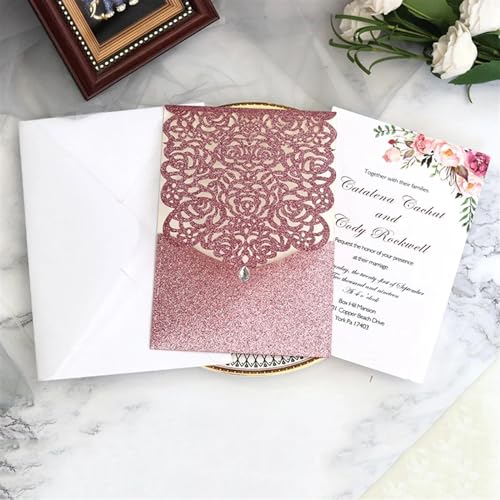 Carte d'invitation de mariage chic avec enveloppes sombres pour 50 invités d'exception