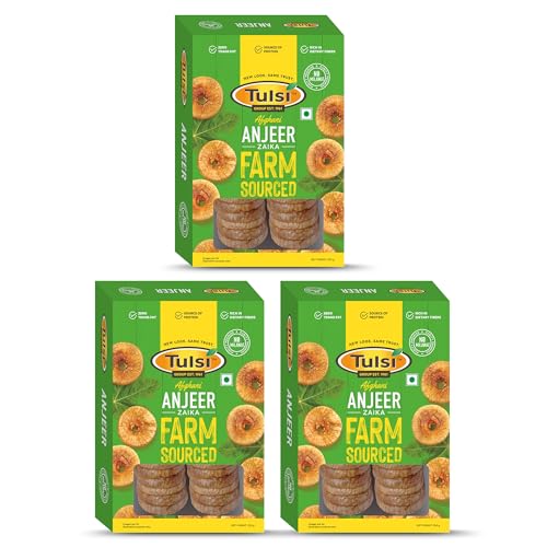 Image of Tulsi Afghan Anjeer Zaika 750g (250g x 3) | Figs Dry Fruits | Dried Afghani Anjeer | Dried Anjir | Rich Source of Vitamins & Dietary Fiber | Healthy Snack | Low in Calories | Fat Free | Pack of 3