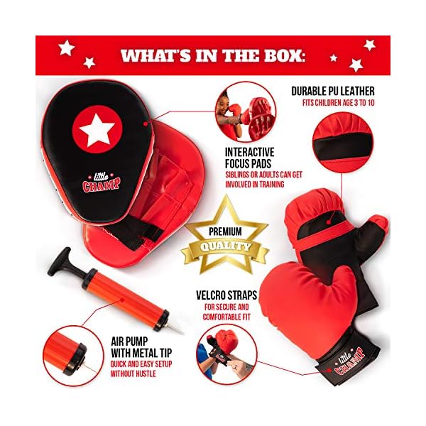 Punching Bag for Kids 3-10 Easy to Assemble +Boxing Gloves +Focus Pads +Toys for 7 Year Old Boys +Boys Toys