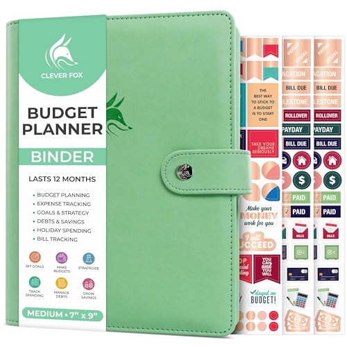 Clever Fox Budget Planner Binder – Monthly Financial Organizer Book with Pockets, Bill Tracker, Expense Tracker & Cash Envelopes – Undated Finance Journal for Budgeting – 7″ x 9″ (Rose Gold)