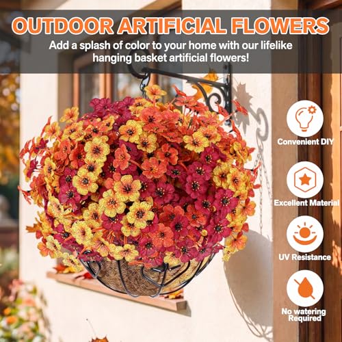 Image of Powbrace 22 Pack Artificial Fall Flowers Mums for Outdoor Indoor(Fall Mix)