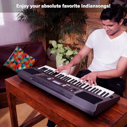 Image of Yamaha PSR-I300 61 Keys Digital Piano Keyboard with Indian Rhythms, Blueberry KB-50 Bag, R-12 Stand, Dust Cover and Adapter