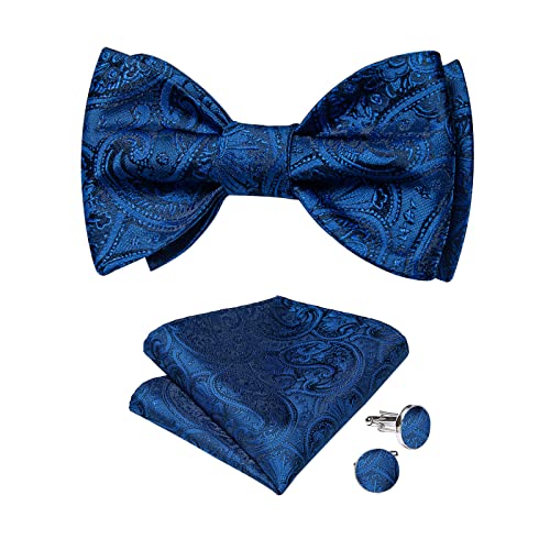 Image of DiBanGu Mens Silk Self Bow Tie Set 4PCS for Tuxedo Wedding
