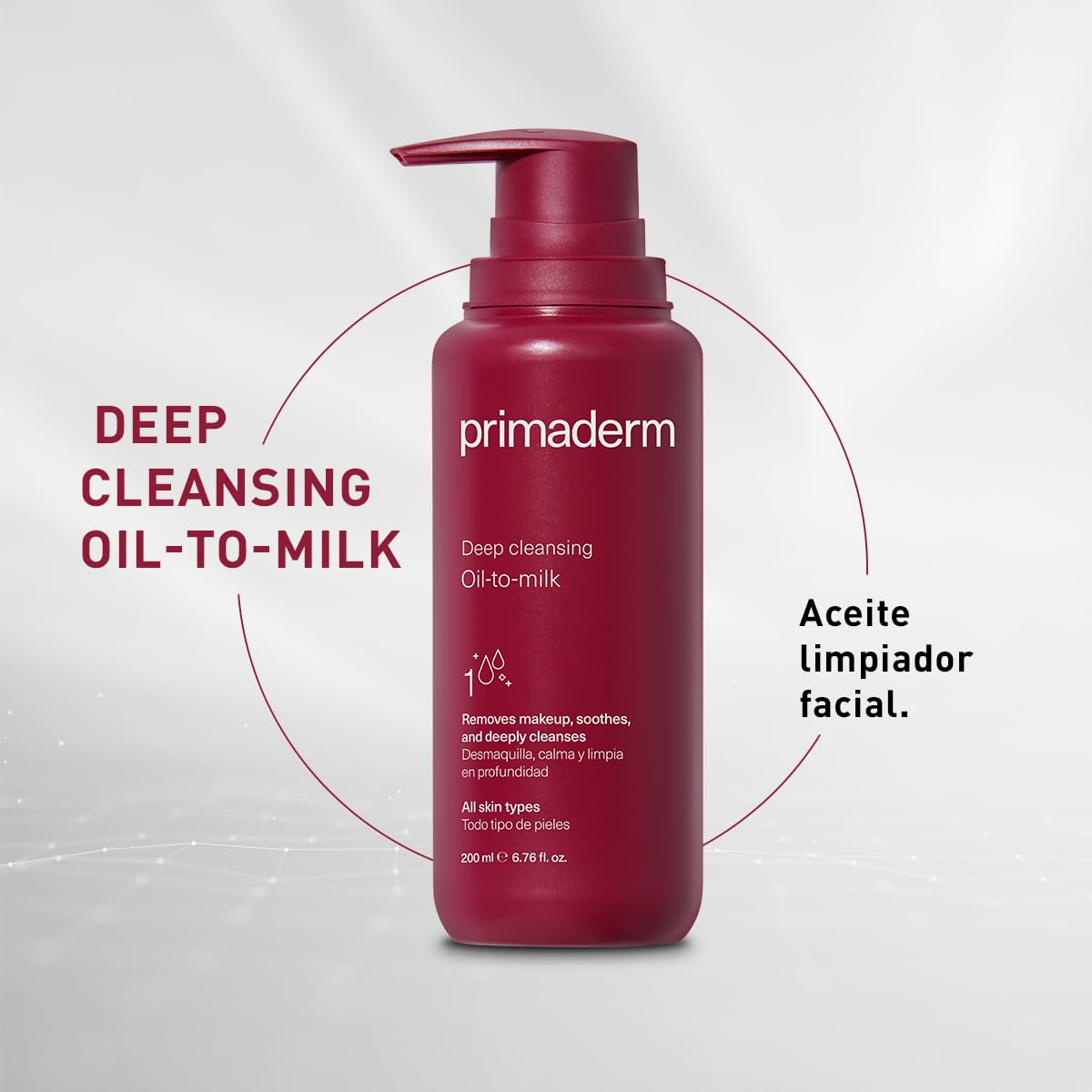 Primaderm - Deep Cleansing Oil-to milk - Aceite Limpiador Facial - Desmaquillante Facial para Maquillaje a Prueba de Agua - Todo Tipo de Piel - 200 ml