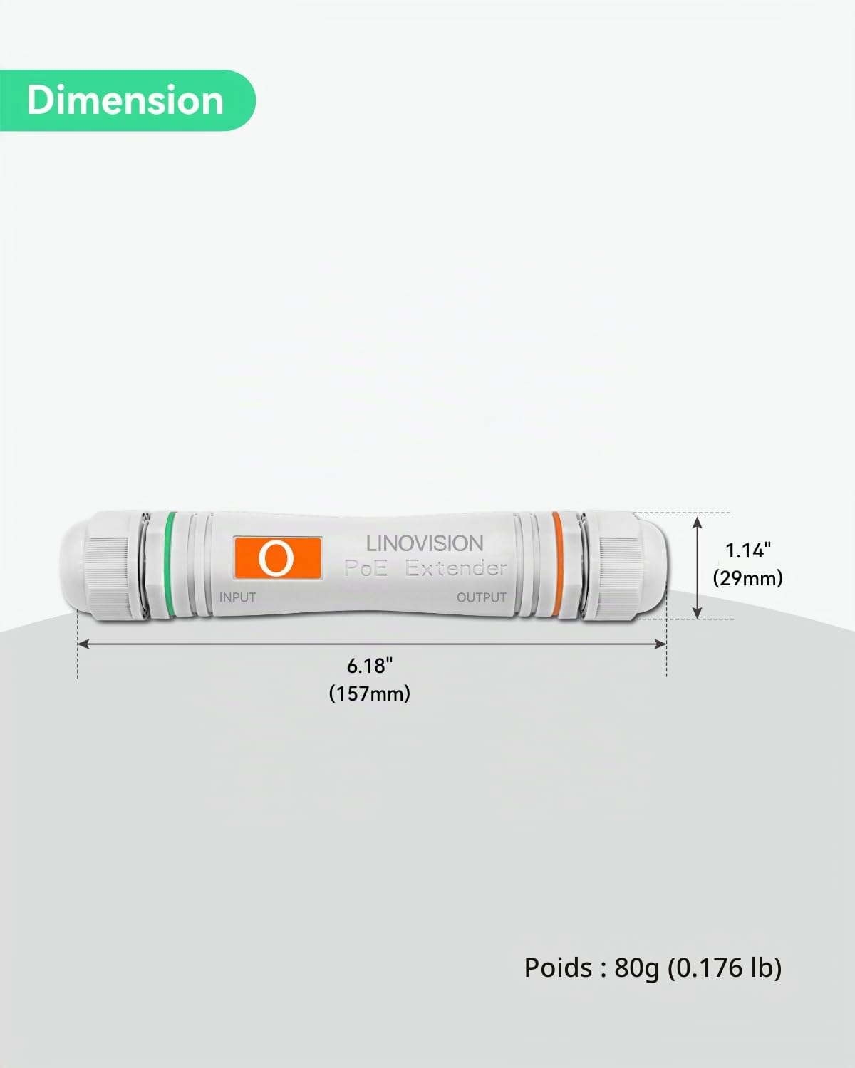 LINOVISION Extension PoE externe longue distance, transmission de données et puissance jusqu'à 800 m sur Cat5E/Cat6 IEEE 802.3af/at, extenseur/répéteur PoE étanche pour téléphone VoIP (2 Packs)