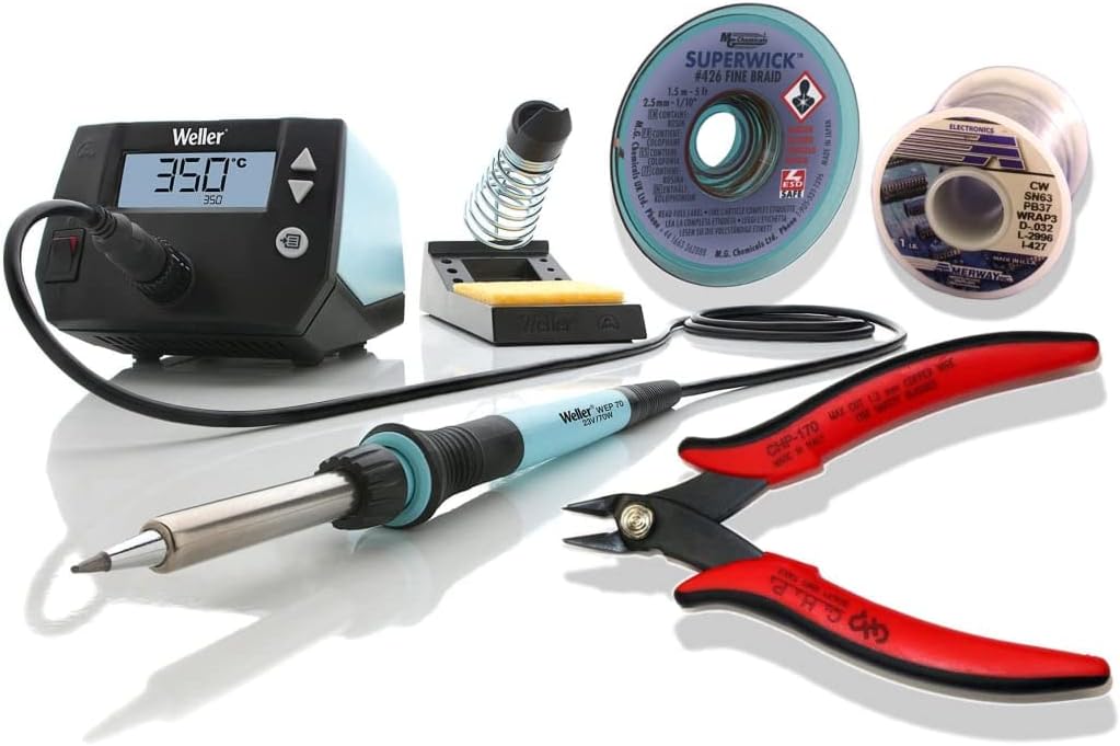 Weller WE1010NA Kit 2 - Includes Clipper, Desoldering Braid and One Pound Spool of 63/37 Tin Lead Solder