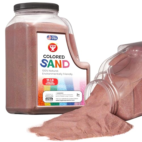 Image of Hygloss Colored Sand for Crafts - 15 lb Bottle, Pastel Rainbow - Vibrant Colorful Fine Sensory Play Sand Art Kits for Kids - Classroom Activities for Children 3 4 5 6 7 8 9 10 11 12 - Safe for Ages 3+