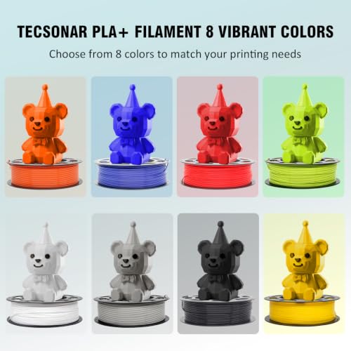 Image of 1.75mm PLA + Filament 8 Colors 250g 8 Pack, High Tough Low Warp 3D Printer Filament ±0.02mm for All FDM Printers
