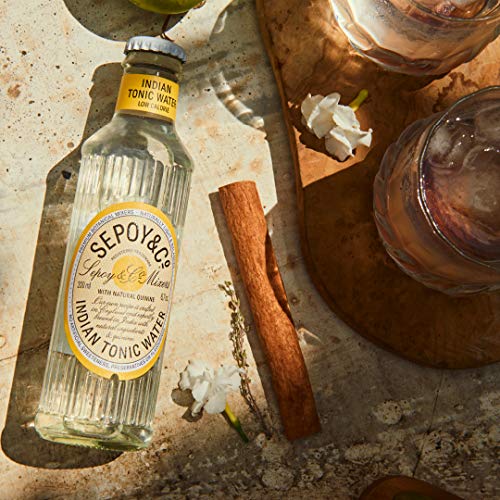 Image of SEPOY & CO. Indian Tonic Water, Classic Gin & Tonic Cocktail Mixer, Low Cal, Less Sugar, 100% Natural Ingredients, Sparkling, Pack of 6 X 200ml
