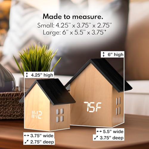 Réveil numérique maison en bois clair avec température Driini - 4