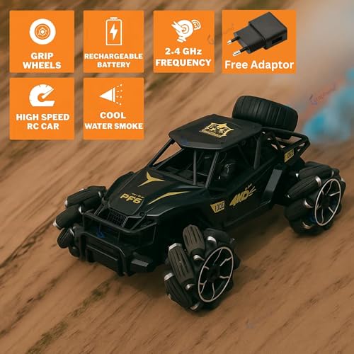 Image of GRAPHENE RC 4WD All Terrain Remote Control Drift Car for Kids 4x4 Off Road Rock Crawler Stunt Mist Smoke Effect Toys Metal Climbing Vehicle High Speed Rechargeable Racing Truck Adult Boy Girl