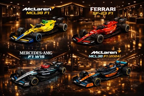 Image of 1:36 Scale Diecast Metal Formula F1 Racing Car Toy - McLaren MCL38, Ferrari SF-23, Mercedes-AMG W15 - Pull Back Action | Collectible Car (1 Pc Random Color)