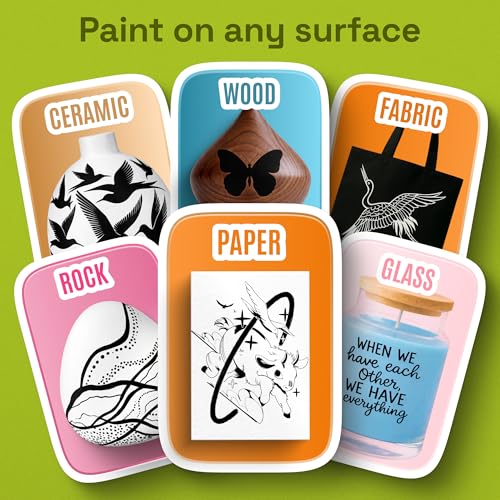 Image of ARTISTRO 12 Black Acrylic Paint Markers for Rock, Fabric, Wood, Glass, Eggs - Dual-Tip Paint Pens for Coloring Books for Adults, Teens, Kids - Art & Craft Supplies - Gift Idea - Easter Basket Stuffers