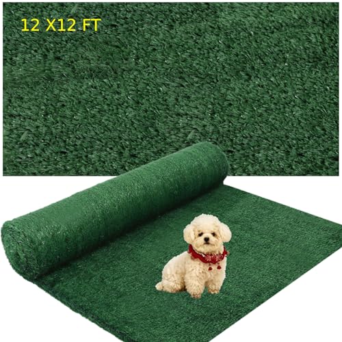 BETTERCLOUD 12ft x 12ft Artificial Grass Rug, Turf Carpet with 15mm Pile Height for Large Area Coverage, Practical Indoor Outdoor Grass Mat for Patio, Balcony, Garden, Fast Drainage, Low Maintenance