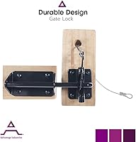 Vista 6 de Advantage Industries Pestillo de gravedad resistente con cable, palanca de gravedad autobloqueante, puertas de madera, con bloqueo de almohadilla