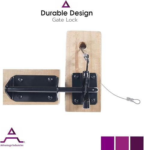 Miniatura 6 de ADVANTAGE INDUSTRIES Pestillo de puerta automático resistente con cable para valla de madera, reversible  puertas batientes izquierda  derecha,
