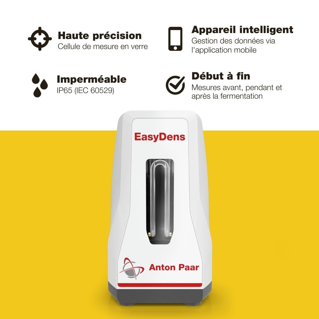 EasyDens Hydromètre numérique Anton Paar – Bluetooth pour mesure précise d’alcool, sucre et extrait | Testeur ABV rapide pour brassage maison, distillation, bière, vin, kombucha, spiritueux