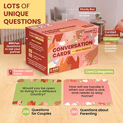 400 Conversation Cards For New Parents - Fun Questions To Connect And Talk About Parenting Essentials – Gift For New Mom Gifts For New Dad - Conversation Starters For Couples Gifts #TOP4