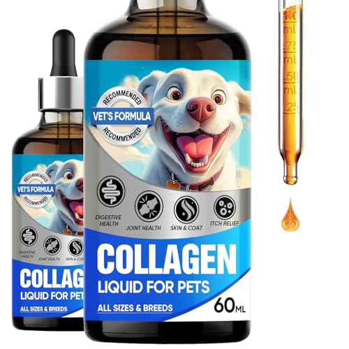 Liquid Collagen for Dogs, Collagen for Cat & Dog, Pet Collagen Supplement, Maintaining Joint Health, Shiny Coat and Healthy Skin Care, Digestive Health, Natural Bacon Flavor