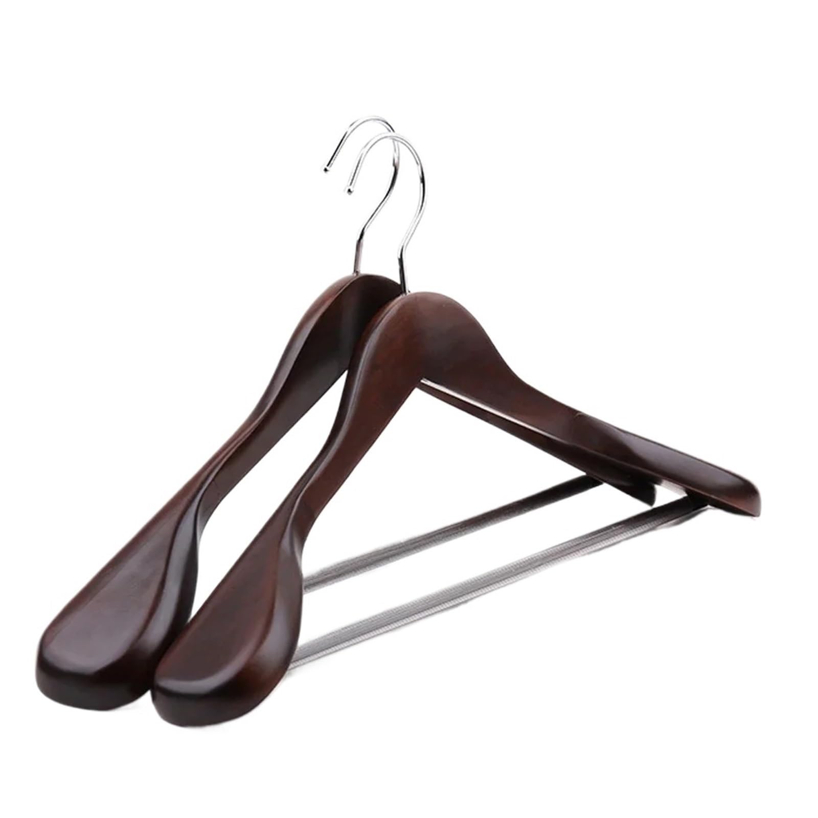 Wooden hangers 2pcs Thickened Suit Coat Hanger Solid-Wood Clothes Wide Shoulder Seamless Household Support Wooden for suit(Retro color1)