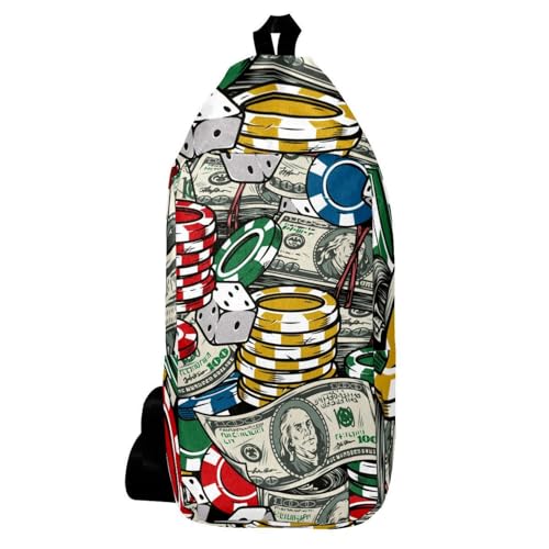 Sac à dos à bandoulière motif jetons de casino 16x36.5cm