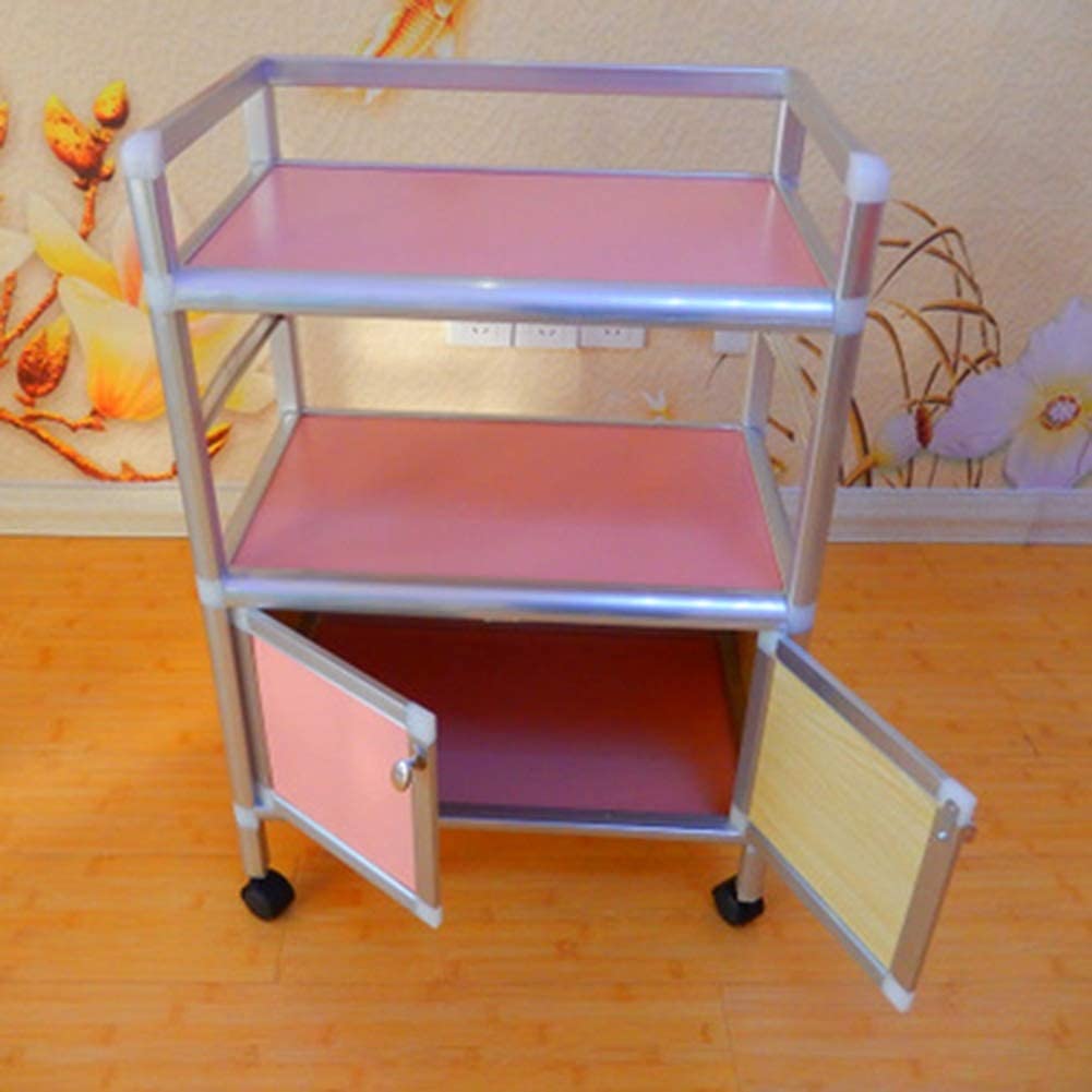 Multifunktionaler Vorratswagen,Getränke-Food-Service-Tablettwagen 3-Stöckiger Mobiler Edelstahl-Aufbewahrungswagen Aus Holz Mit Schließfächern Universalrad, Kapazität 40 Kg Küchen-Aufbewahrungs