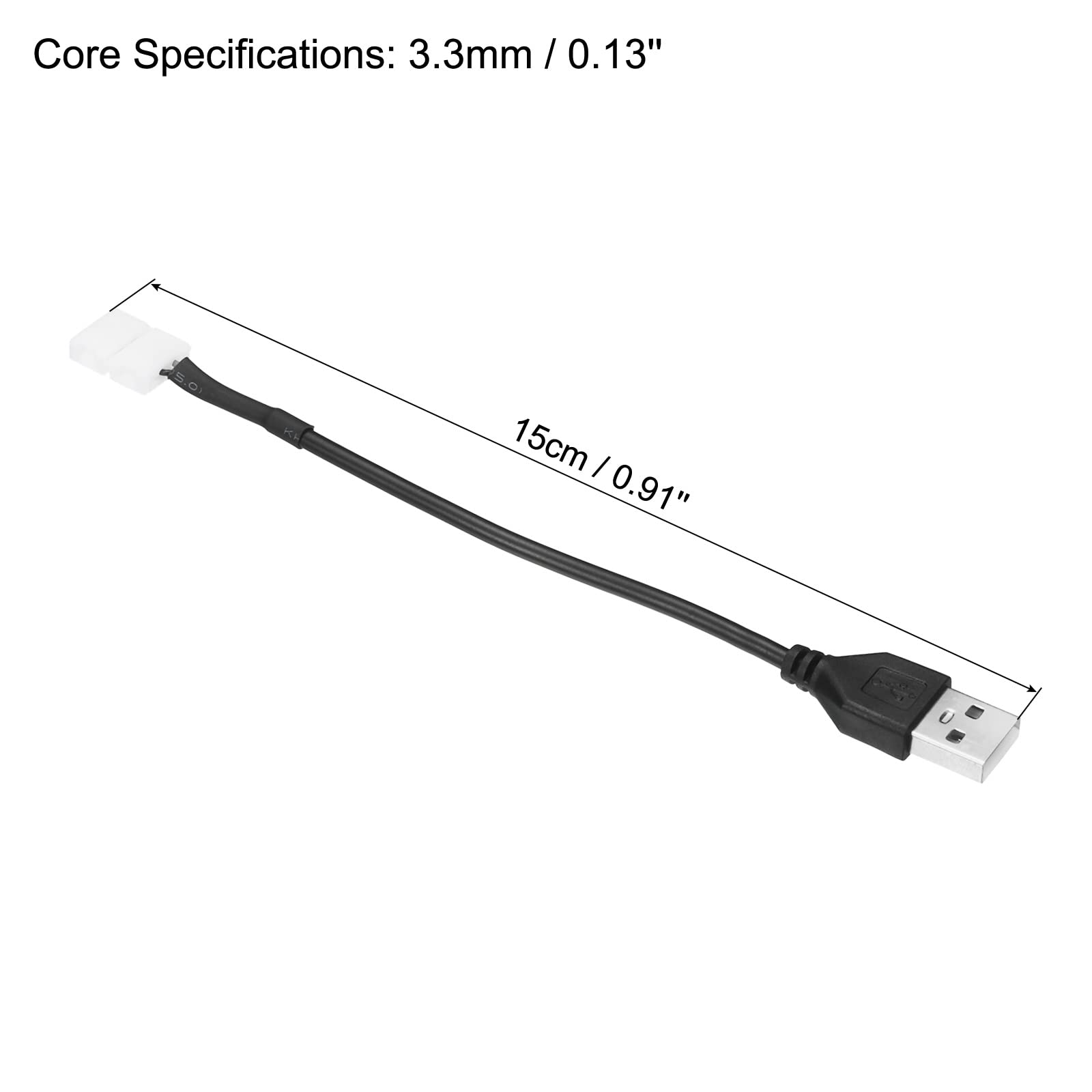 2Pin 15cm Lungo USB Maschio 10mm Senza Saldatura