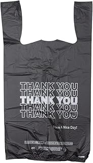 Wanowa Large Plastic Bags Thank You | 1000 Black Grocery Bags, Plastic Shopping Bags with Handles
