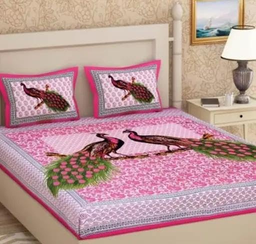 100% Pure Cotton Queen Size Bed Sheet with 2 Pillow Covers - Premium Craftsmanship & Comfortable & Durable - Gorgeous Jaipuri Print for Elegant Bedroom Décor (Queen Size)-image-42
