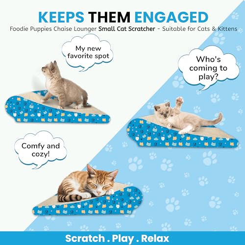 Image of Foodie Puppies Cat Scratcher Pad with Catnip for Cats & Kittens - (Chaise Lounger, Small) (42.5 x 26 x 10.5 cm) | Durable Corrugated Cardboard Scratching Board | Furniture Protection, Play & Relax