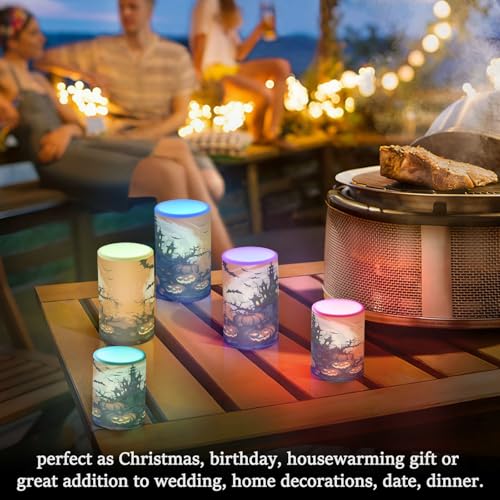 Image of ALAZA Halloween Pumpkins Castle Bat4 Flickering Flameless Candles Battery Operated with Remote Timer,Tea Light Candles LED Pillar Votive Candles Set of 2 for Outdoor Indoor Decorations