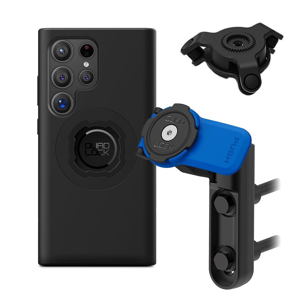 Quad Lock Brake/Clutch Motorcycle Phone Mount with Vibration Dampener and MAG Phone Case for Galaxy S24 Ultra