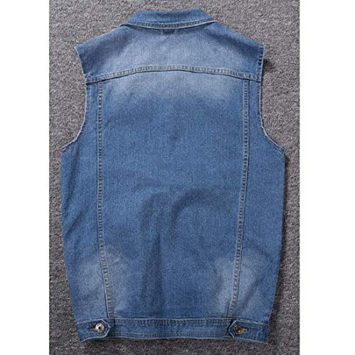 Image of Men's Casual Button Up Denim Vest Vintage Sleeveless Jeans Vest Jacket