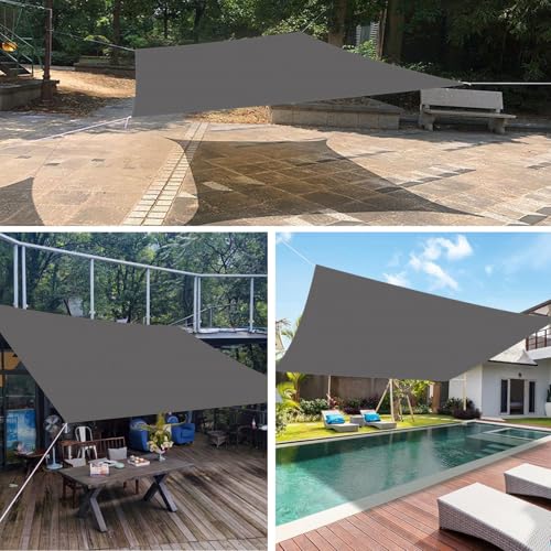 Voile d'ombrage rectangulaire anti-UV gris foncé pour réduire la chaleur sur la terrasse - 3