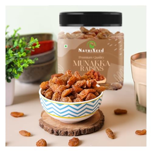 Image of NatriXeed King Size Kishmish Raisins Munakka 1kg | Munakka Dakh with Seed 1000gram | Dry Fruits and Nuts 1000g | Dry Fruit1000gm