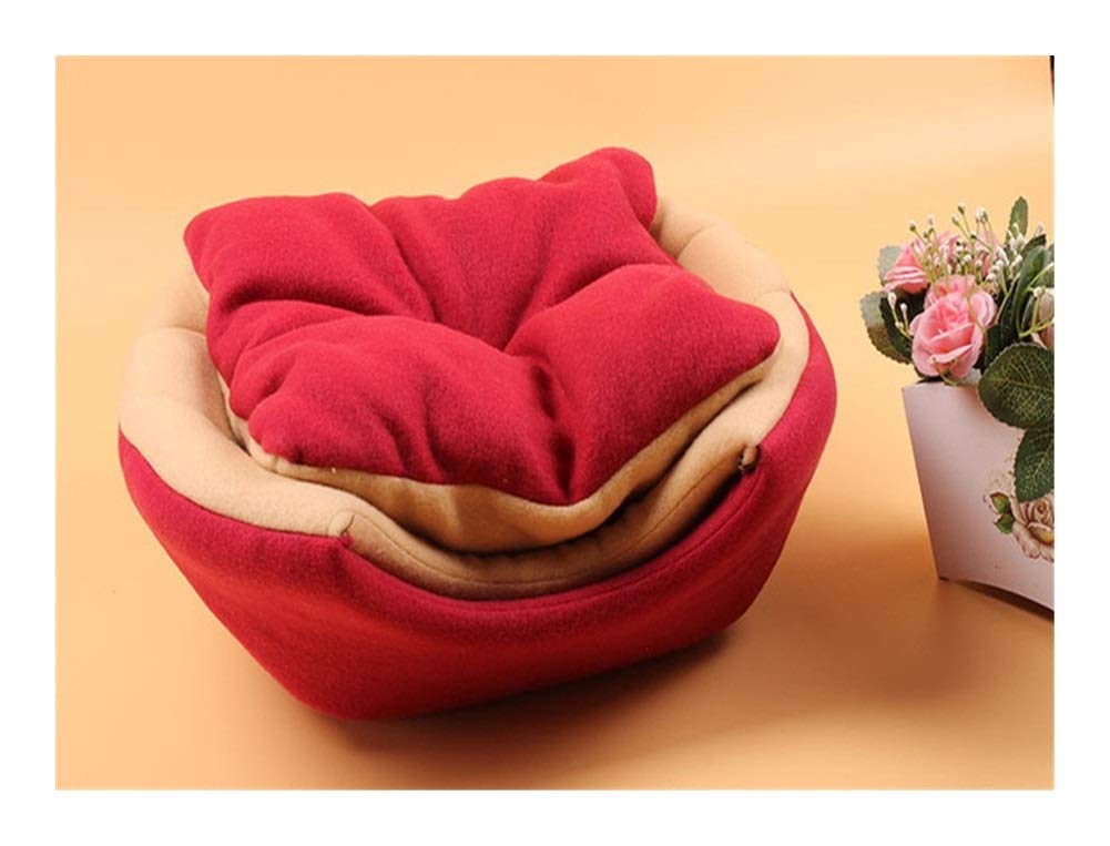 Nid de couchage pliable et doux pour chiot et chat rouge