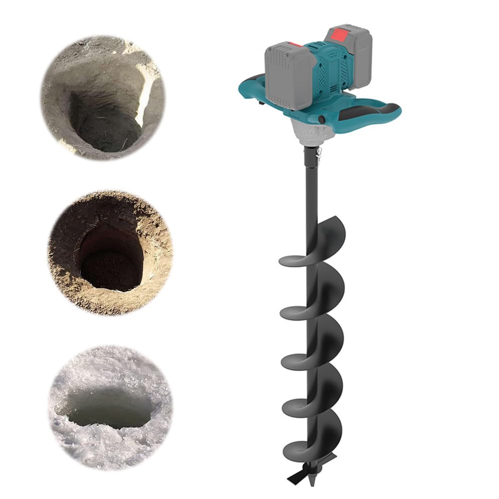 Akku-Erdbohrer für Makita 18V Batterie, 1200W Bürstenloser Motor, Geschikt voor Ø 350mm Vloerboor, Ijsboor, für Zaunbau, Garten & Fundament,Mörtelrührer, Lieferung ohne Ladegerät & Boor (ohne Akku)