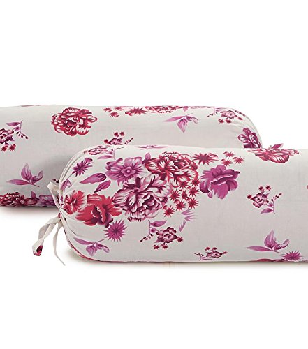Image of Swayam 144TC Diwan Set Roto Cotton 6 Pcs | Deewan Floral Printed Bedsheet Set for Living Room Hall (1-Bed Sheet 60x90 Inch | 2-Bolster Cover 30x30 Inch | 3 Cushion Cover 16x16 Inch) - Cream & Red