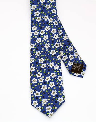 Image of Men's Skinny Tie Floral Cotton Necktie and Tie Bar Clip Sets, Great for Weddings,Groom,Groomsmen