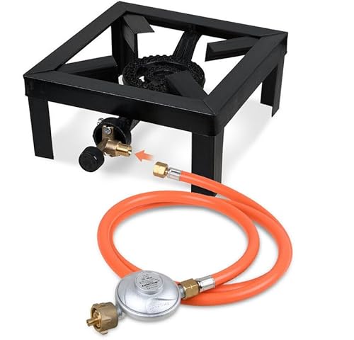 NICCOO Gaskocher Hockerkocher Campingkocher 4 Bein, Max. 8kW Gasbrenner inkl. Gasschlauch und Druckminderer, für Camping Outdoor Freizeit NICCOO Gaskocher Hockerkocher Campingkocher 4 Bein, Max. 8kW Gasbrenner inkl. Gasschlauch und Druckminderer, für Camping Outdoor Freizeit