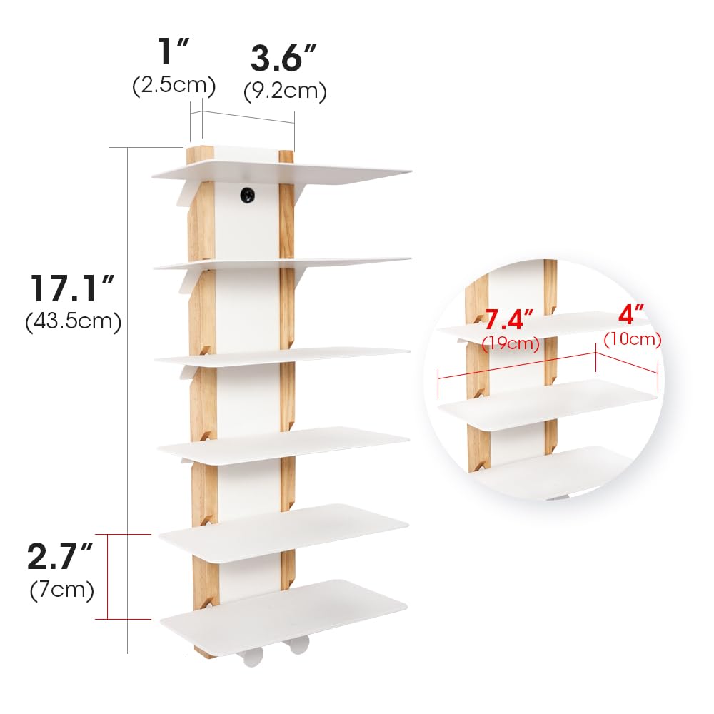 J JACKCUBE DESIGN Sonnenbrillen-Aufbewahrungs-Organizer, Wandmontage, für 6 Brillen, zum Aufhängen von Brillen mit Metallhaken (weiß) - MK1030B