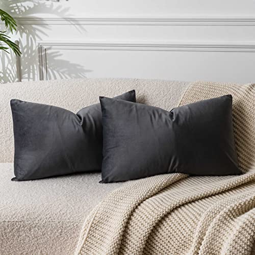 JUSPURBET Dark Gray 24x16 inch Pillow Cover Set of 2
